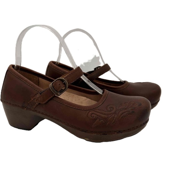 Dansko Shoes - Dansko Brown Savanna Mary Jane Leather Strap Clogs Shoes Size 38 / 8